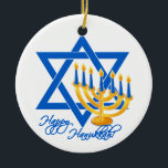 Hanukkah ornament - customise<br><div class="desc">Happy Hanukkah! Add your own text / image on the other side. See my store for more items with this print.</div>