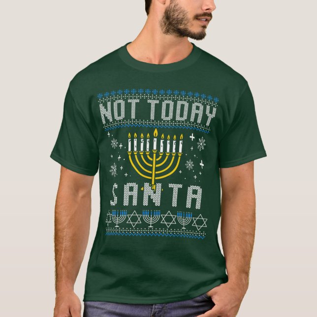 Hanukkah Pajamas Notoday Santa Chanukah PJs retro T-Shirt (Front)