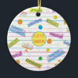 Hanukkah "Party Chanukah" Circle Ornament<br><div class="desc">Hanukkah "Party Chanukah" Circle Ornament. (2 sided) Personalise by deleting text on the ornament and replacing with your own. Then using your favourite font colour, size, and style, type in your own words. Circle shape in centre of ornament can also be changed out or deleted. Thanks for stopping and shopping...</div>