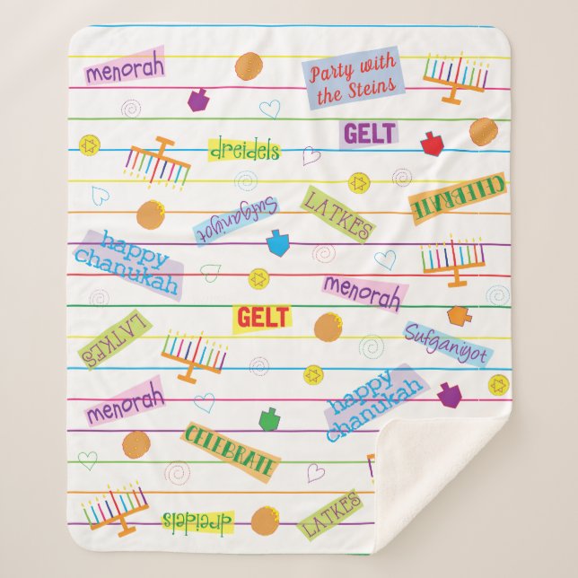 Hanukkah Party Sherpa Blanket/Medium Sherpa Blanket (Front)