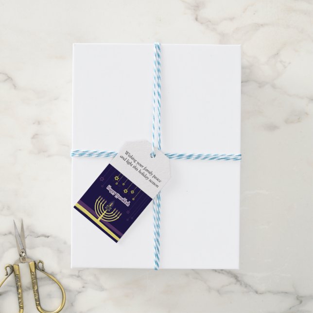 Hanukkah Party Supplies Gift Tags (With Twine)