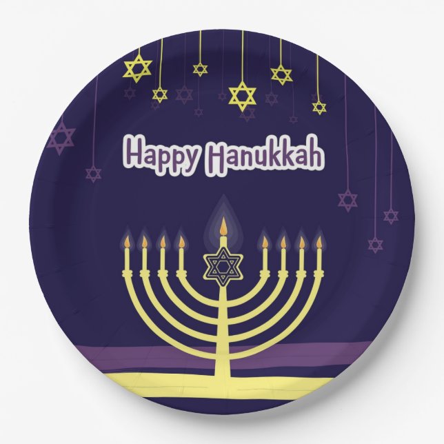 Hanukkah Party Supplies Paper Plates (Front)