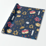 Hanukkah Pattern Hannukkah Jewish Gift Cute Summer Wrapping Paper<br><div class="desc">This pattern shows jewish stars,  cakes,  candles and lights. For everyone who loves Hannukkah,  hannukkah,  judaism,  hanukah and the Festival of Lights. Ideal christmas gift for men and women.</div>