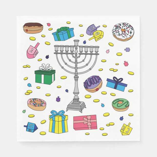 Hanukkah Pattern White Napkin (Front)