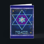 Hanukkah Peace Art Holiday Card<br><div class="desc">Dove of Peace inside star and the word "Peace" is a lovely gift and wish for the coming year. In blue,  greens,  purple.</div>