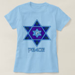 Hanukkah Peace Art T-Shirt<br><div class="desc">Blues of all shades,  lilac and lavender in a flower shape with a knotted six-sided star in the centre is a great way to celebrate Hanukkah and express your individuality at the same time.</div>