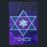 Hanukkah Peace Art Tea Towel<br><div class="desc">Blues of all shades,  lilac and lavender in a flower shape with a knotted six-sided star in the centre is a great way to celebrate Hanukkah and express your individuality at the same time.</div>