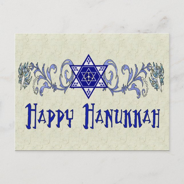 Hanukkah Peace Star Holiday Postcard (Front)