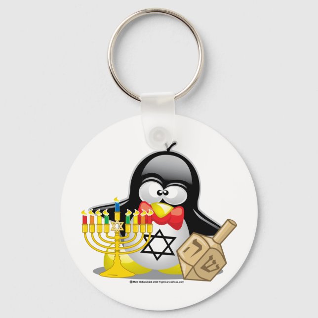 Hanukkah Penguin Key Ring (Front)