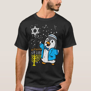 Hanukkah Penguin Menorah Chanukah Jewish Boys Girl T-Shirt