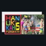 Hanukkah Photo Card/2 sided Hanukkah is Funukkah Holiday Card<br><div class="desc">"Hanukkah is Funukkah" glossy, photo card with white envelope. 2 sided Personalize by replacing photos and wording. Customize wording by choosing your favorite font style, color and size. Look for our matching "Hanukkah is Funukkah" greeting card, and address label. Thanks for stopping and shopping by! Much appreciated. Happy Hanukkah! Size:...</div>