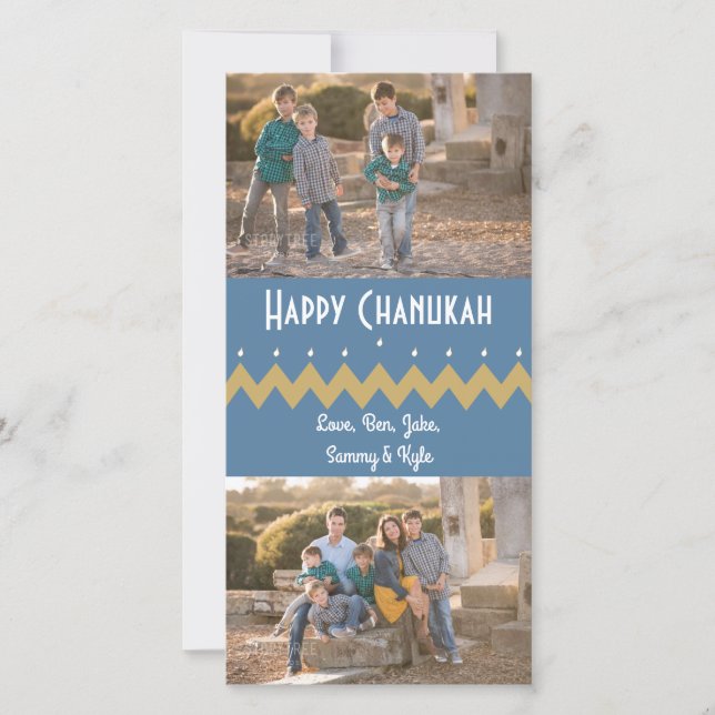 Hanukkah Photo Card with white envelope "Chevron" (Front)