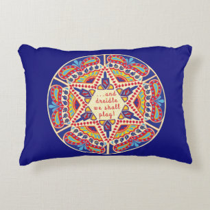 Hanukkah Pillow "Chanukah Paisley Dreidle Design"