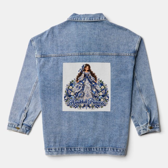 Hanukkah Princess Design  Denim Jacket (Back)