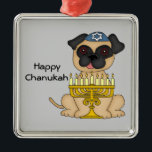 Hanukkah Pug Dog Metal Tree Decoration<br><div class="desc">An adorable Chanukah gift for anyone who loves dogs & pugs!</div>