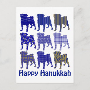 Hanukkah Pugs Holiday Postcard