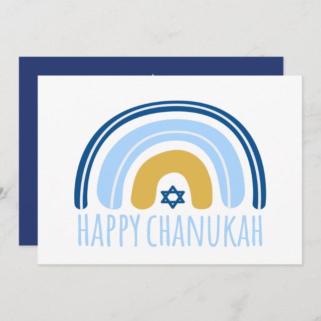 HANUKKAH Rainbow Menorah Dreidel Greeting Card (Front/Back)