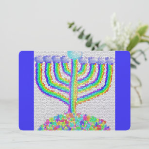 Hanukkah rainbow menorah Jewish Holiday Card