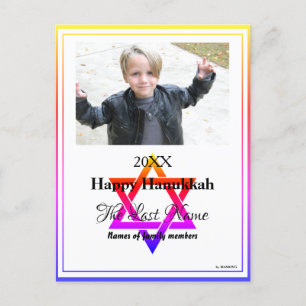Hanukkah Rainbow Trimmed Menorah Postcard