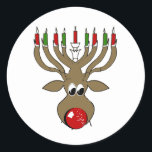 Hanukkah Reindeer Classic Round Sticker<br><div class="desc">Holiday Humour, LGBTQ Designs and Funny Christmas Gifts From LGBTShirts.com Shop for Everyone at LGBTshirts.com - Browse over 10, 000 LGBTQ Gifts, Holiday Humour, Equality, Slang, & Culture Designs. The Most Unique Gay, Lesbian Bi, Trans, Queer, and Intersexed Apparel on the web. SHOP MORE LGBTQ Designs and Gifts at: http://www.LgbtShirts.com...</div>