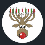 Hanukkah Reindeer Classic Round Sticker<br><div class="desc">Holiday Humour, LGBTQ Designs and Funny Christmas Gifts From LGBTShirts.com Shop for Everyone at LGBTshirts.com - Browse over 10, 000 LGBTQ Gifts, Holiday Humour, Equality, Slang, & Culture Designs. The Most Unique Gay, Lesbian Bi, Trans, Queer, and Intersexed Apparel on the web. SHOP MORE LGBTQ Designs and Gifts at: http://www.LgbtShirts.com...</div>