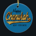 Hanukkah "Retro Happy Chanukah"/Circle Ornament<br><div class="desc">Hanukkah "Retro Happy Chanukah"/Circle Ornament. (2 sided) Personalise by deleting "Happy" and "Stephen" on front and back of the ornament. Then using your favourite font colour, size, and style, type in your own words. Thanks for stopping and shopping by. Much appreciated! Happy Chanukah/Hanukkah! Bring a lot more holiday cheer to...</div>