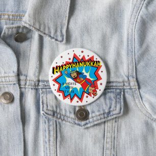 Hanukkah Round Button, Personalise Judah Maccabee 7.5 Cm Round Badge