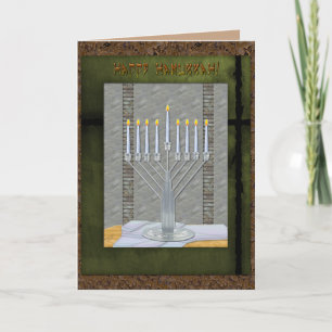 Hanukkah Rustic Art Deco MashUp (Personalised) Holiday Card