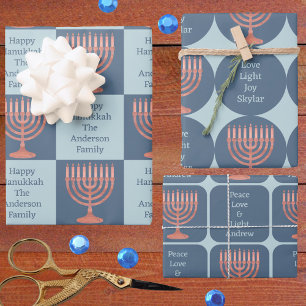 Hanukkah Rustic Menorah Cute Festive For Kids Wrapping Paper Sheet