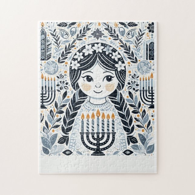 Hanukkah Sameach Glow Puzzle: Piece Together Festi Jigsaw Puzzle (Vertical)