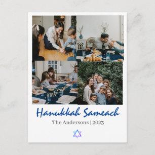 hanukkah sameach Hanukkah family photo Collage Holiday Postcard