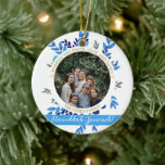 Hanukkah Sameach | Simple Hanukkah family photo Ceramic Tree Decoration<br><div class="desc">Hanukkah Sameach | Simple Hanukkah family photo</div>