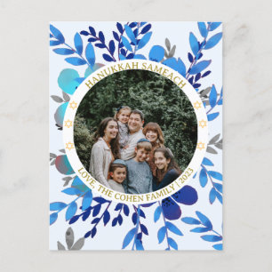 Hanukkah Sameach   Simple Hanukkah family photo Ho Holiday Postcard