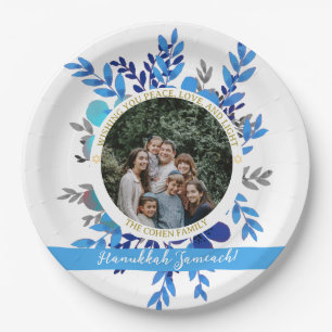 Hanukkah Sameach   Simple Hanukkah family photo Paper Plate