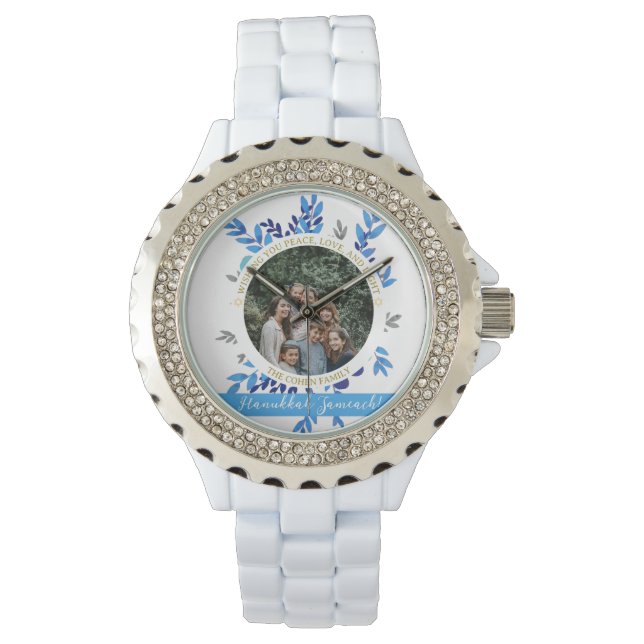 Hanukkah Sameach | Simple Hanukkah family photo Watch (Front)
