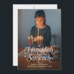 Hanukkah Sameach Star of David Photo Holiday Card<br><div class="desc">Hanukkah Sameach in fun hand-written style type; also available in foil print</div>