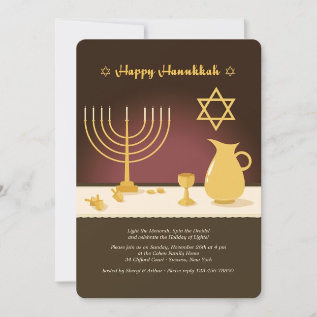 Hanukkah Setting Invitation (Front)
