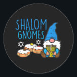 Hanukkah Shalom Gnomes Funny Chanukah Jewish Classic Round Sticker<br><div class="desc">Hanukkah Shalom Gnomes Funny Chanukah Jewish</div>