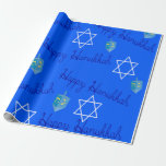 Hanukkah Shopping Wrapping Paper<br><div class="desc">This wrapping paper has a Hanukkah design of dreidel,  Star of David,  and “Happy Hanukkah” on a blue background. Great for the season.</div>