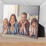Hanukkah Simple Modern Chic Family Photo Plaque<br><div class="desc">Design is composed of simple background with elegant typography. Add your family name,  greeting,  photos and year</div>