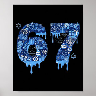 Hanukkah Six Seven 67 Meme Funny Dreidel Menorah S Poster
