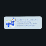 Hanukkah Snowman Chrismukkah Add Your Details<br><div class="desc">Fun snowman address labels for Hanukkah or Chrismukkah in shades of blue and white. Personalise these by adding your details from your name and address to a short optional holiday message. This cute design of a deep blue Chanukah Hanukiah and a snowman dressed to match is my original artwork making...</div>