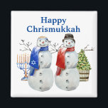 Hanukkah Snowman Christmas Chrismukkah   Magnet<br><div class="desc">This design may be personalised in the area provided by changing the photo and/or text. Or it can be customised by clicking Personalise this Template and then choosing the click to customise further option and delete or change the colour of the background, add text, change the text colour or style,...</div>
