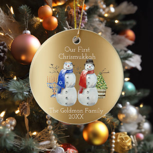 Hanukkah Snowman Christmas Our First Chrismukkah C Ceramic Tree Decoration