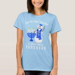 Hanukkah Snowman Cute Put On Your Yamuka Funny T-Shirt<br><div class="desc">Put On Your Yamuka, It's Almost Time For HANUKKAH! This funny holiday tee shirt features my cute snowman dressed in a Star Of David scarf and coordinating Yamuka in royal blue with a matching menorah with white candles. My original artwork and funny text makes this t-shirt a fun addition to...</div>
