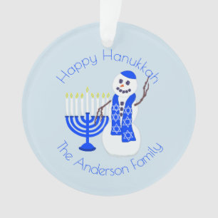 Hanukkah Snowman Menorah Chrismukkah Keepsake Ornament
