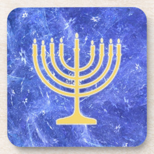 Hanukkah Snowstorm Menorah Coaster