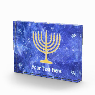 Hanukkah Snowstorm Menorah Photo Block