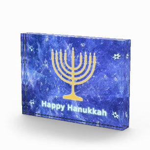 Hanukkah Snowstorm Menorah Photo Block