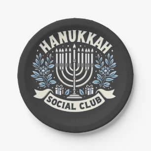 Hanukkah Social Club Funny Jewish Hanukkah  Paper Plate